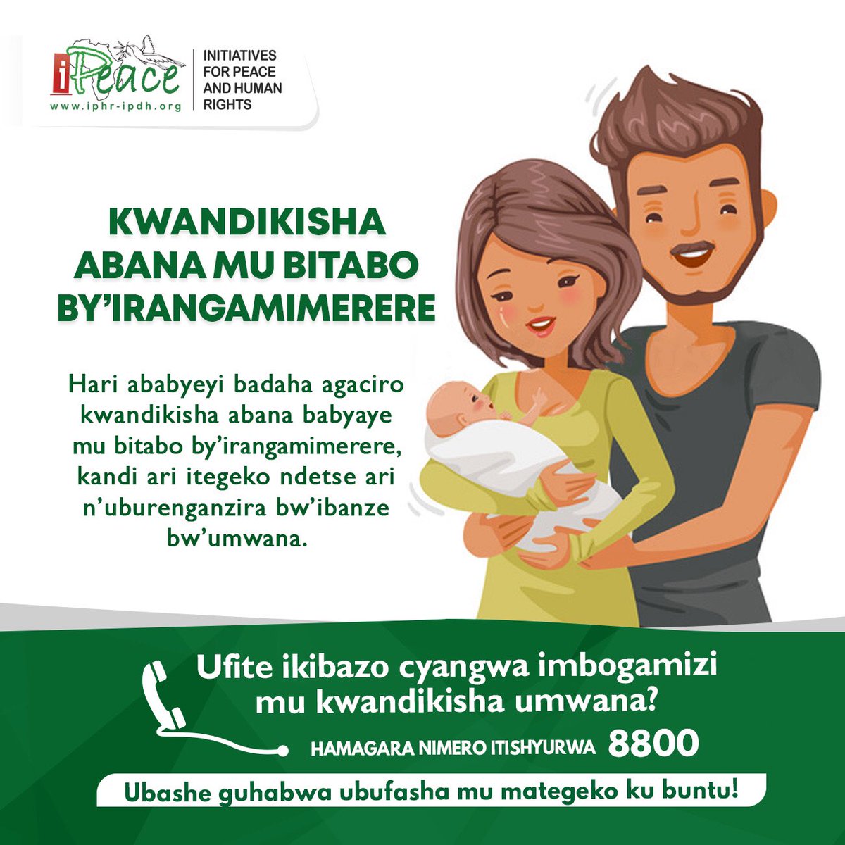 iPeace_GL's tweet photo. Hari ababyeyi badaha agaciro kwandikisha abana babyaye mu bitabo by’ irangamimerere, kandi ari itegeko ndetse ari n’uburenganzira bw’ibanze bw’ umwana.
@RwandaJudiciary @iPeace_RDC @NewTimesRwanda @Rwanda_Edu @RwandaGender @NewTimesRwanda @bindael #RegisteryourChild https://t.co/pUJ3q9kb77