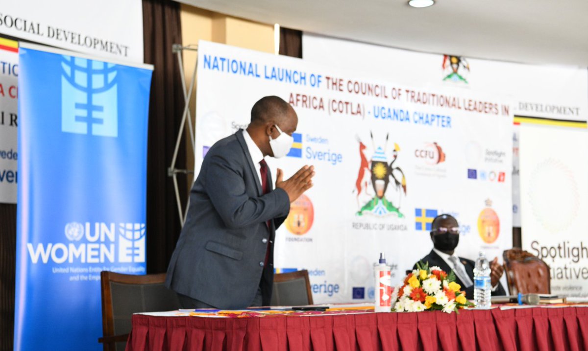 unwomenuganda's tweet image. UN Women Country Representative Dr. @Mhouinato greets all in attendance at the #COTLA Launch in Kampala, Uganda. Seated with the @Mglsd_UG Permanent Secretary Kibende #16Days #IStand4Her @unwomenafrica @UN_Women @EUINUG @SwedenInUg @GlobalSpotlight