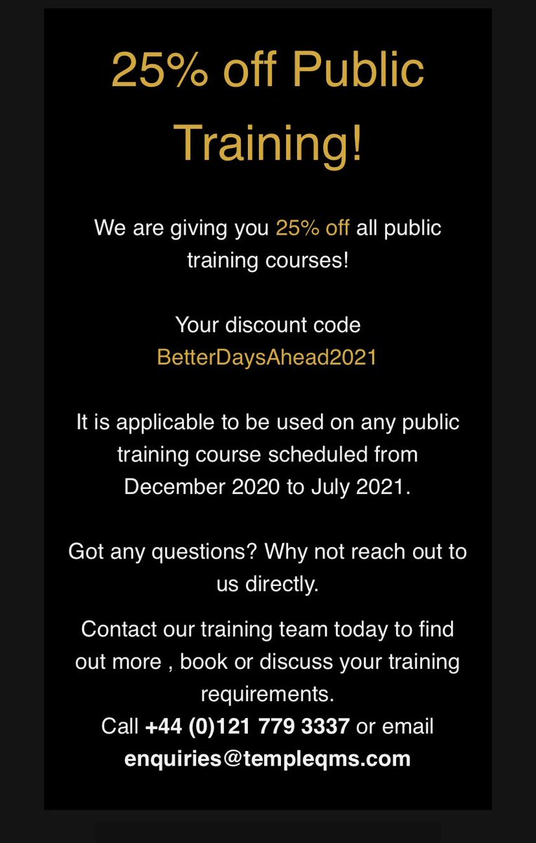 TanwarJas's tweet photo. ISO training promotion - 1 day only #Training #BlackFridayDeals https://t.co/tDnlYaiE6V