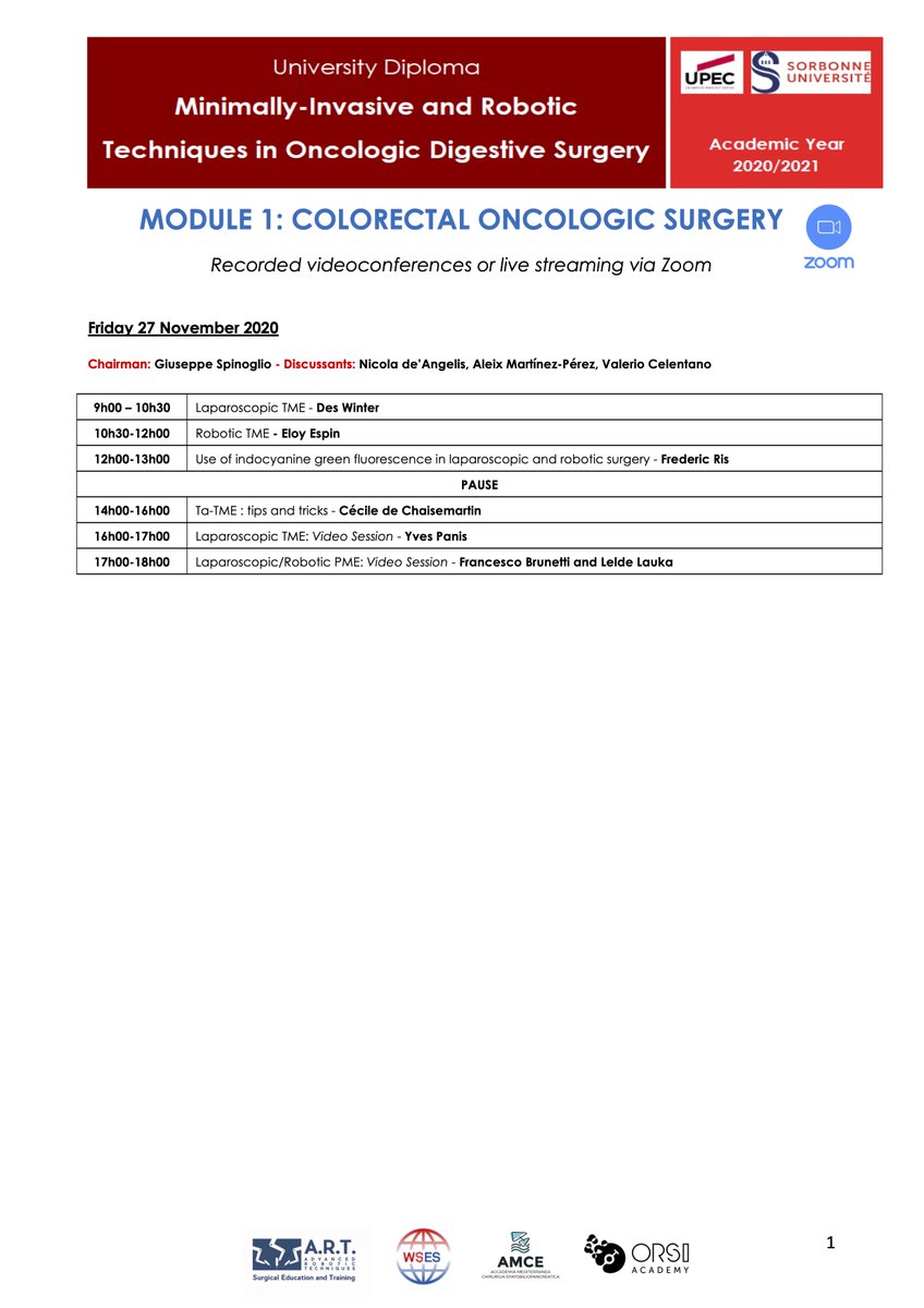 ArtDiploma's tweet photo. Second day of the teaching module 1 dedicated to rectal cancer surgery: laparoscopic TME, robotic TME, TaTME ... with great international speakers, chairmen and discussants! https://t.co/ujj8fMNdM3