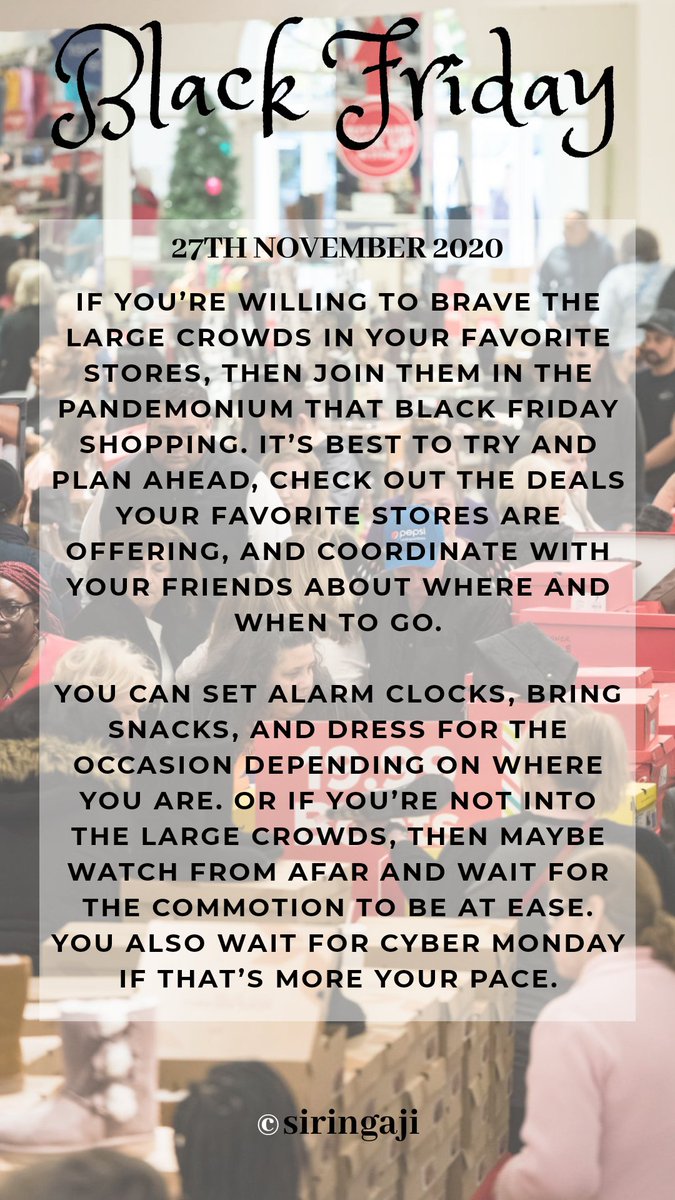 SiringaJi's tweet photo. Black Friday
These days it’s all about shopping,People lining up to be the first is the whole idea behind Black Friday, so let’s learn more about it! #blackfridaysale #BlackFridayDeals #BlackFriday #TrendingNow  #sjtoday
#siringaji
Visit - https://t.co/0NzXEwhtxo https://t.co/xnivPhdlT6