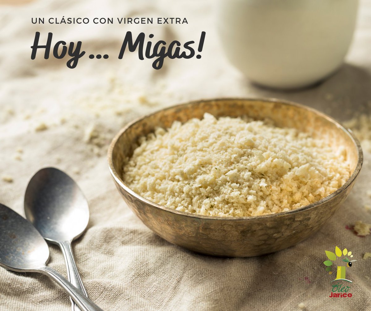 oleojarico's tweet photo. En #Almería cuando 💦 llueve son muchas las familias que comen MIGAS. 
Hoy corre a por tu harina de trigo, o de sémola y si te gustan los boquerones... Hay que darse prisa porque vuelan!
Un ingrediente fundamental es siempre un auténtico                          
💚 #VIRGENEXTRA https://t.co/0NTREkt8Eg