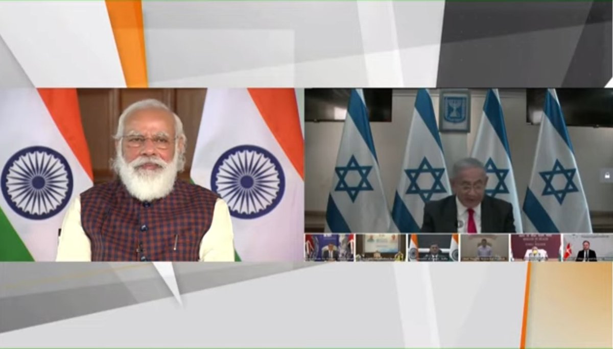 HarishIfs's tweet photo. H'ble PM Modi and PM of Israel, H.E. B. Netanyahu participated in @REInvestIndia conference. India, Israel partners in the quest for future with low carbon, pollution levels.
#WANADivisionMEA 
#IndiaIsrael 
#IndiainIsrael https://t.co/Q643P4hVgj