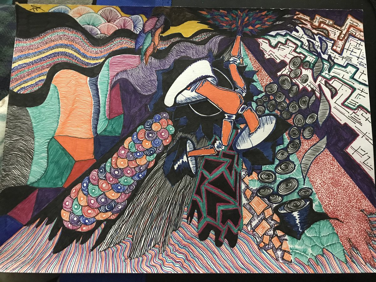 nowayhuerta's tweet photo. I always meant to post this but never got around to it but I was told to tag @egobeats by @Gorl_Interupted 😁this is a piece I did back in 2018 after @TheGrittyArtist got me some colored pens 😻 I was in love after that! #colorforever https://t.co/913ByhJgx1