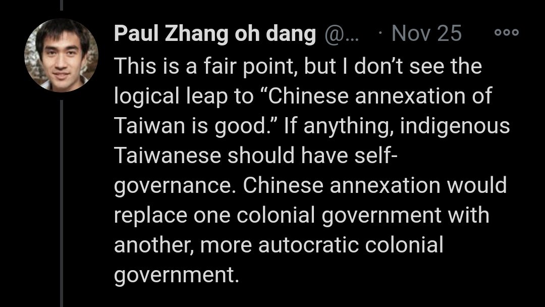 1/ There's a bit to unpack here but China's intended outcome for Taiwan is not annexation and elimination of local independence or even 1c2s