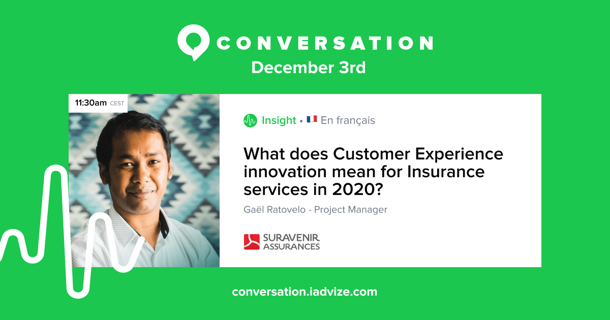 iAdvize_fr's tweet photo. 🚨 À quoi ressemble l’innovation dans le milieu de l’assurance aujourd’hui? 👨🏽‍🏫

Gaël Ratovelo de @SuravenirASSUR répond en exclusivité ce jeudi 3 décembre lors de #Conversation20 👏🏻

Inscription sur le site 🗓️https://t.co/quMGmeThGH https://t.co/UnlZpM9PiL
