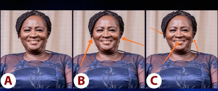 @Jon_Kay_ @dw_akademie @penplusbytes @naadomnkoa In A she's the right person
In B her ear ring has been removed
In C her diastema has been covered and her ear ring has been removed
#spotthefake