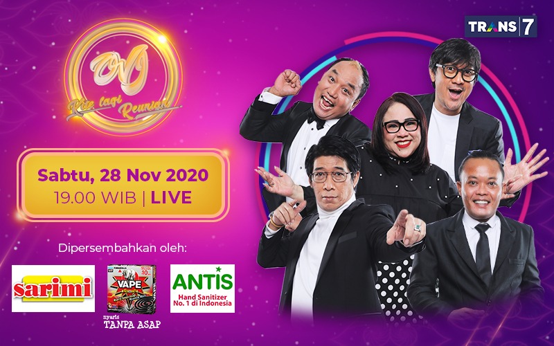TRANS7's tweet photo. Kapan lagi? Sule, Andre, Parto, Nunung, dan Azis bakal reunian nih! Eits, para sinden cantik juga siap wara-wiri, ada Dewi Gita dan Gisel juga. #OVJKiteLagi Reunion LIVE Sabtu, 28 November 2020 jam 19.00 WIB. #VAPETANPAASAP https://t.co/evWJKYC2sD