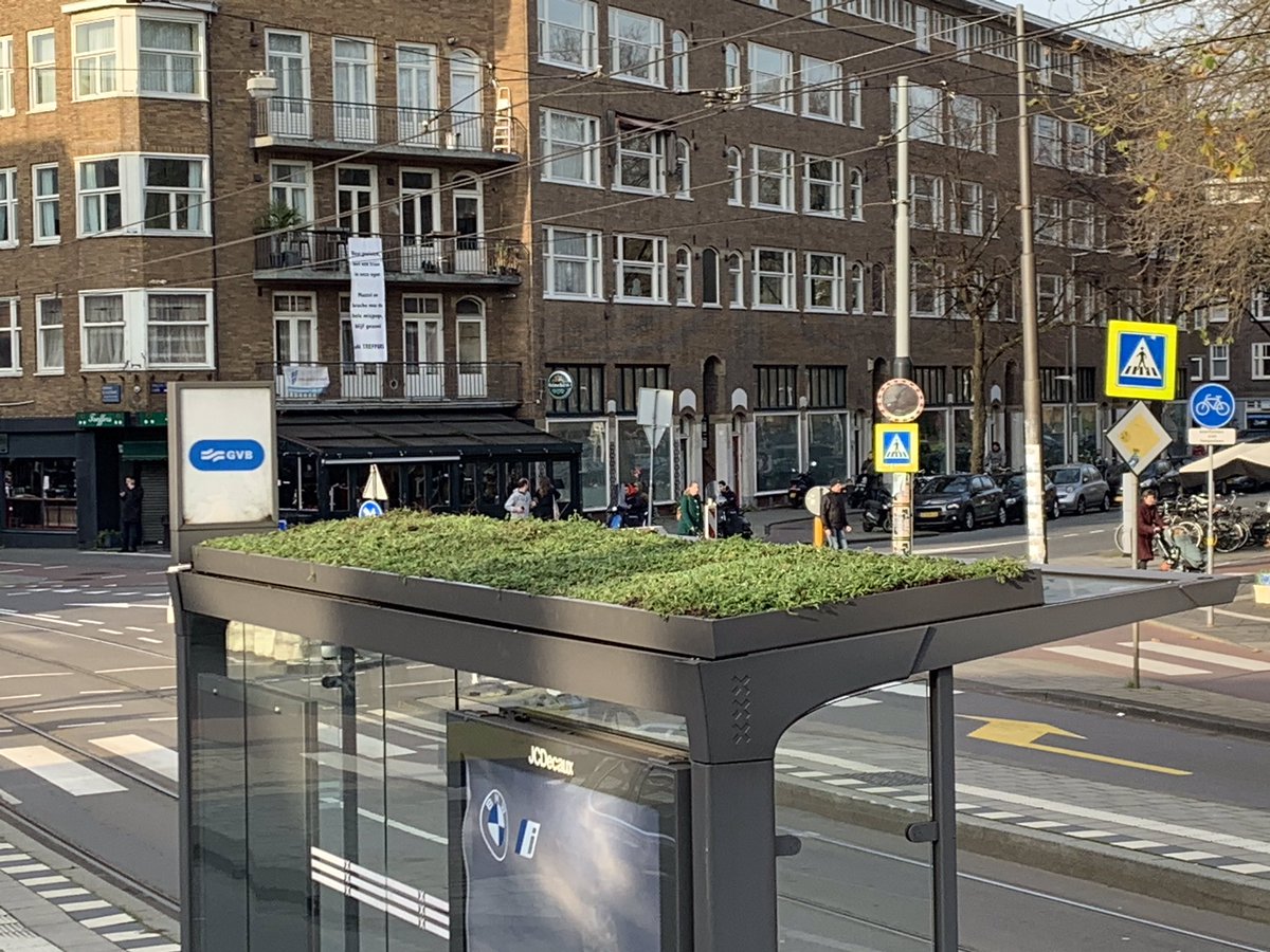 Ze zijn klaar! Zeven groene tramhokjes dankzij West Begroot en initiatiefneemster Sarah Agius (rechts). @caroliendeheer nam een kijkje op de Admiraal de Ruijterweg #WestBegroot #duurzaam #groen