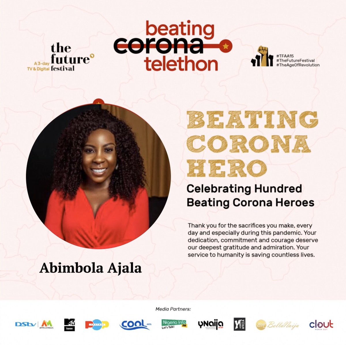 bimboakinsanya's tweet image. It’s a community of people bringing hope to families across the nation. Thank you @TFAAfrica for this recognition.
#tffestival #beatingcorona #thefuturefestival #humansoflahafrica @LAHAfrica