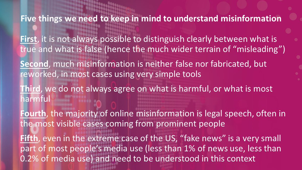 The  #covid19 pandemic has seen a surge in online misinformation, much of it shared on platforms, posing a real risk to individual and public health.Speaking today at  @WMFEvents about  @risj_oxford and other research in this area. Five broad points below, some links in thread 1/7