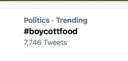 d_aachrist's tweet photo. lol #BoycottFood is trending today.
Guess we’ll be seeing #BoyccottClothes and #BoycottHomes pretty soon and eventually #BoycottHumans https://t.co/OpWxgszuTI