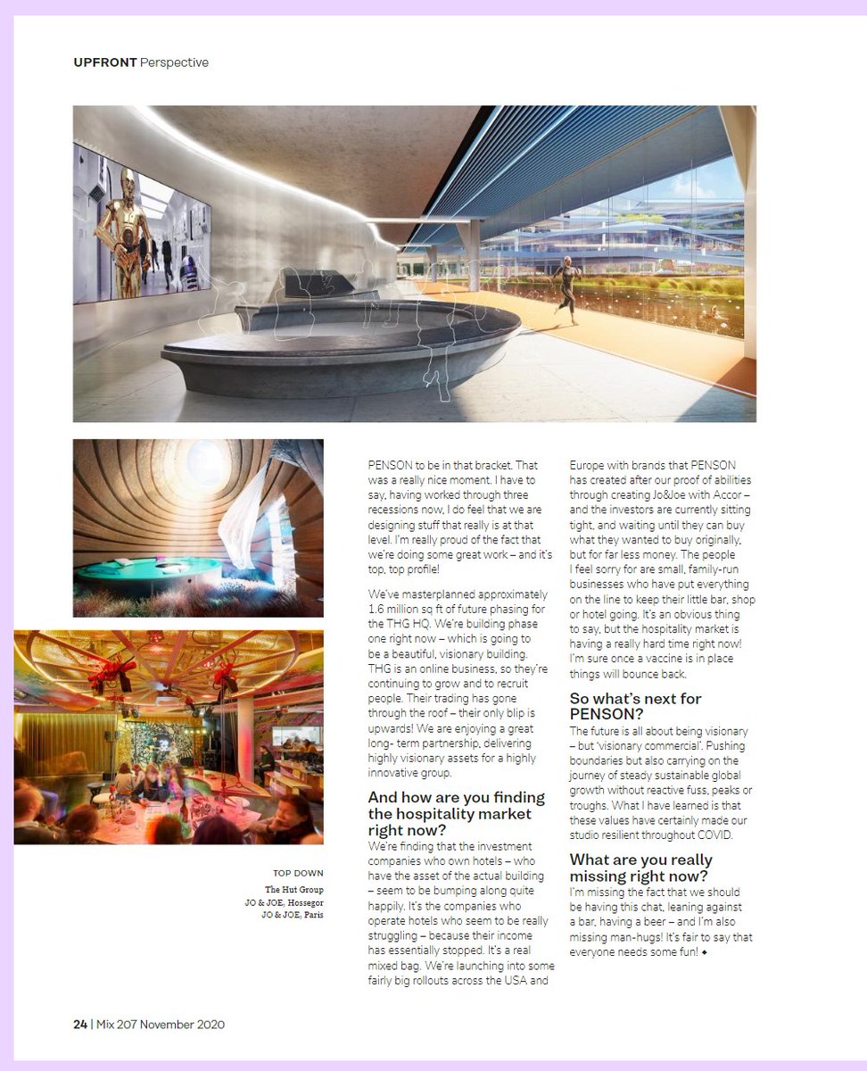 PENSONgroup's tweet photo. Lee Penson talks to Mix Interiors Magazine about missing man hugs, what a year it's been and what's next for PENSON👉

👇
https://t.co/l8RXU1tWRd

Full issue here👇
https://t.co/115iaibY5v

#mixinteriorsmag #penson #interiordesign #architecturestudio #leepenson @MixInteriors https://t.co/2yeRNuGKaf