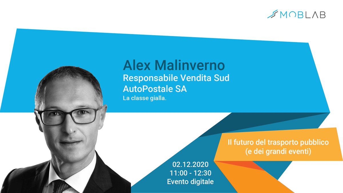 MobLabSwiss's tweet photo. 🔜 Risponderà alle nostre domande Alex Malinverno, Responsabile Vendita Sud di AutoPostale SA
⚡️ MobLab21x, 2 dicembre 2020, 11:00-12:30

Iscrizioni: https://t.co/QsuFdIX4WL 

 #moblab #ticino #switzerland #conference #mobility #transportation #sustainable #road #future #online https://t.co/U1JdH67OWn