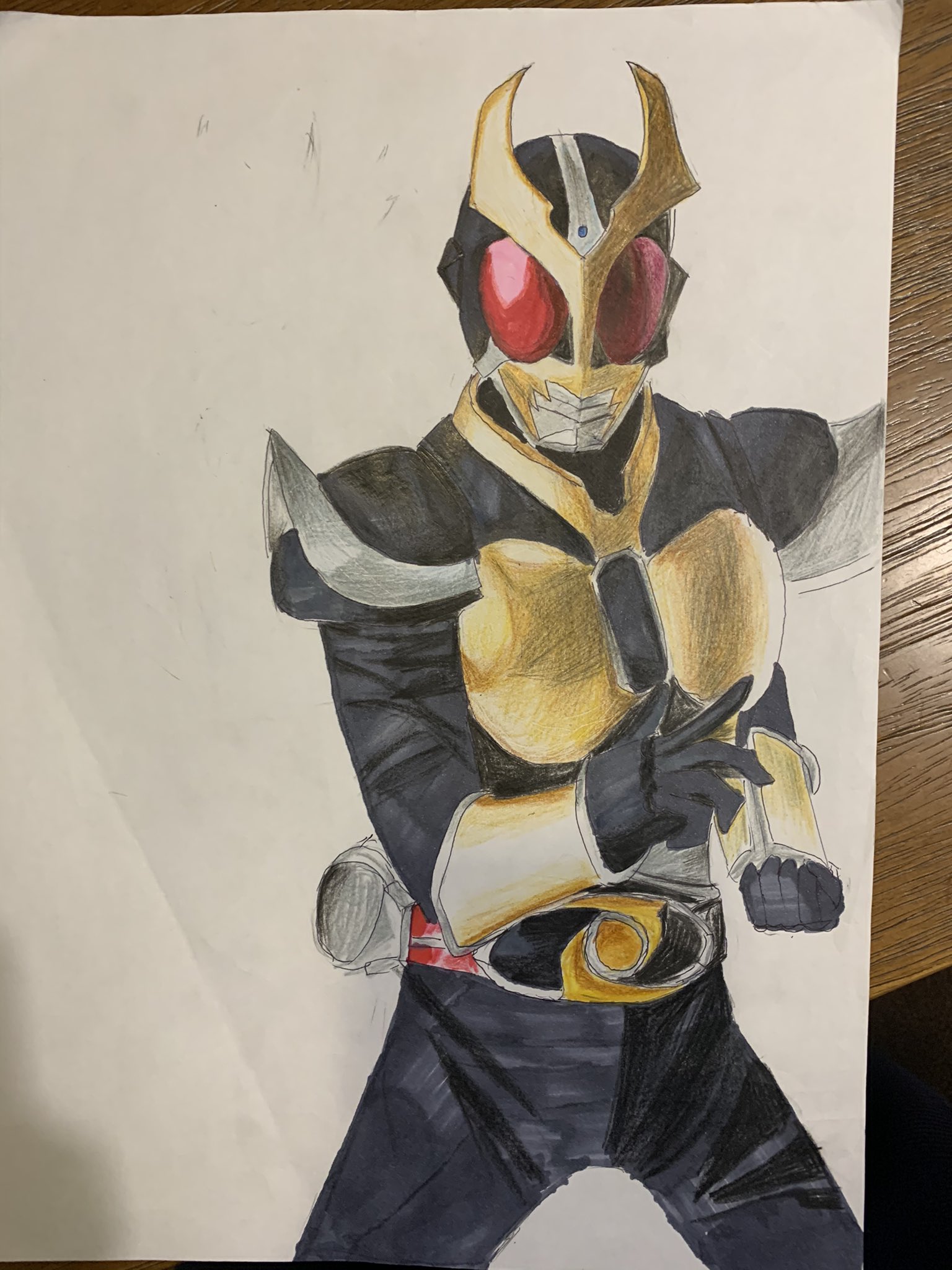 あきこ イラスト 仮面ライダー 色鉛筆 百均イラストマーカー 仮面ライダーアギト 仮面ライダーアギトをダイソーの イラストマーカーと色鉛筆で描きました T Co Mccrbdunmh Twitter