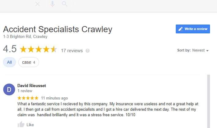 Another great review from a client.

Let us help you claim the compensation you deserve, whilst you concentrate on your recovery.