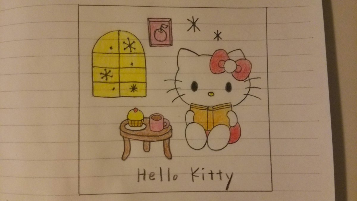 まってつ しぶとく生きる キティちゃん描いてみた キティちゃん ハローキティ サンリオ 落書き イラスト アナログイラスト 色鉛筆 アナログ絵 模写