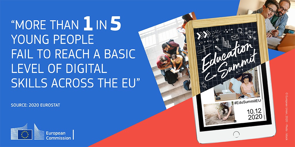 Numbers like these remind us that we need to accelerate Europe's digital transition. How could you, as a policy-maker, university or organisation, help to make EU education &amp; training fit for the digital age? Join us at the #EduSummitEU &amp; let us know!

➡️ europa.eu/!yQ89RX