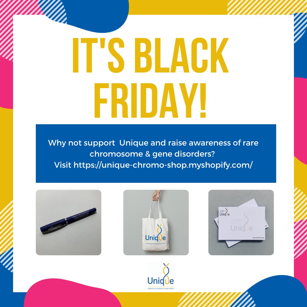 Unique_charity's tweet photo. This #BlackFriday, why not support Unique and raise awareness of rare chromosome &amp; gene disorders? See our gifts &amp; merchandise at https://t.co/vm1CTay06j 
#rarechromo #supportsmallcharities #BlackFridayAlternative #TGIF #Friday https://t.co/q5Rg9wwsj9