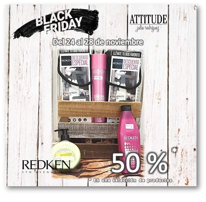 attitudejulia's tweet photo. Celebramos la semana del "Black Friday" hasta el día 28 de Noviembre. 50% de descuento en una selección de productos REDKEN ¡No te quedes sin el tuyo!

#Peluquería #HairDresser #Bilbao #HairStyling #Bilbaocity #AttitudeJulia #HairIdeas #HairDressing #BLACKFRIDAY #blackfriday2020 https://t.co/cmcTXBYsBs
