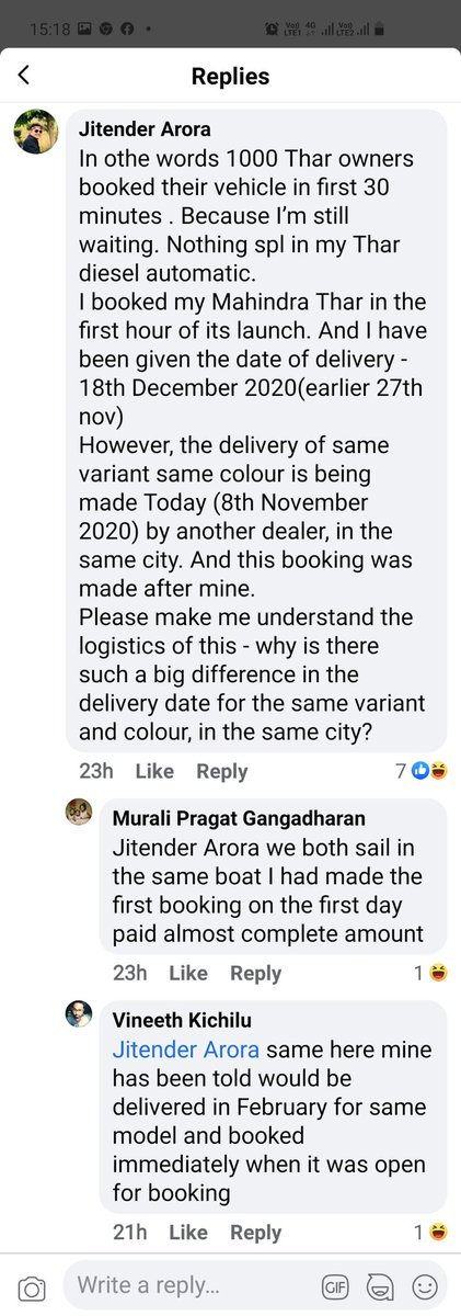 mithielesh's tweet photo. @MahindraRise @Mahindra_Auto @18002096006 @Mahindra_Thar @autocarindiamag @IndiaCarNews
https://t.co/Pm4Oo6IKUb
@anandmahindra Sir I became victim of your mismanaged festive deliveries, while Indian auto mags or blogs didn't talk about your misconduct #WhereIsMyThar #Mahindrathar https://t.co/mgGVDxWeKh