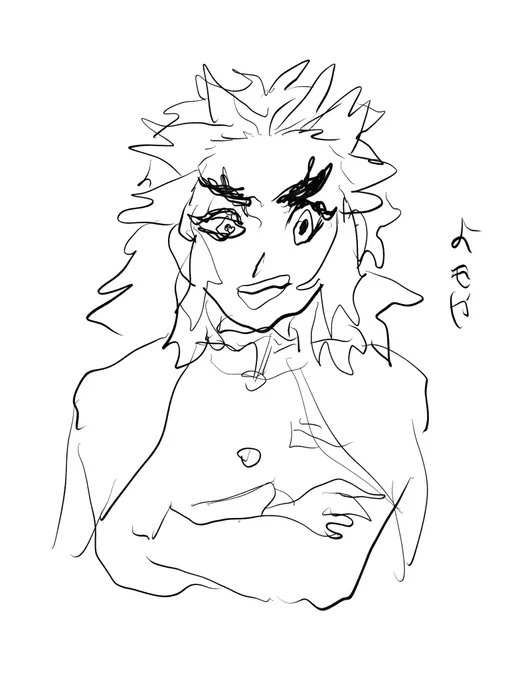 左利きなので右で煉獄さん描いたら全部陰毛で構成されてるみたいになっちゃった 