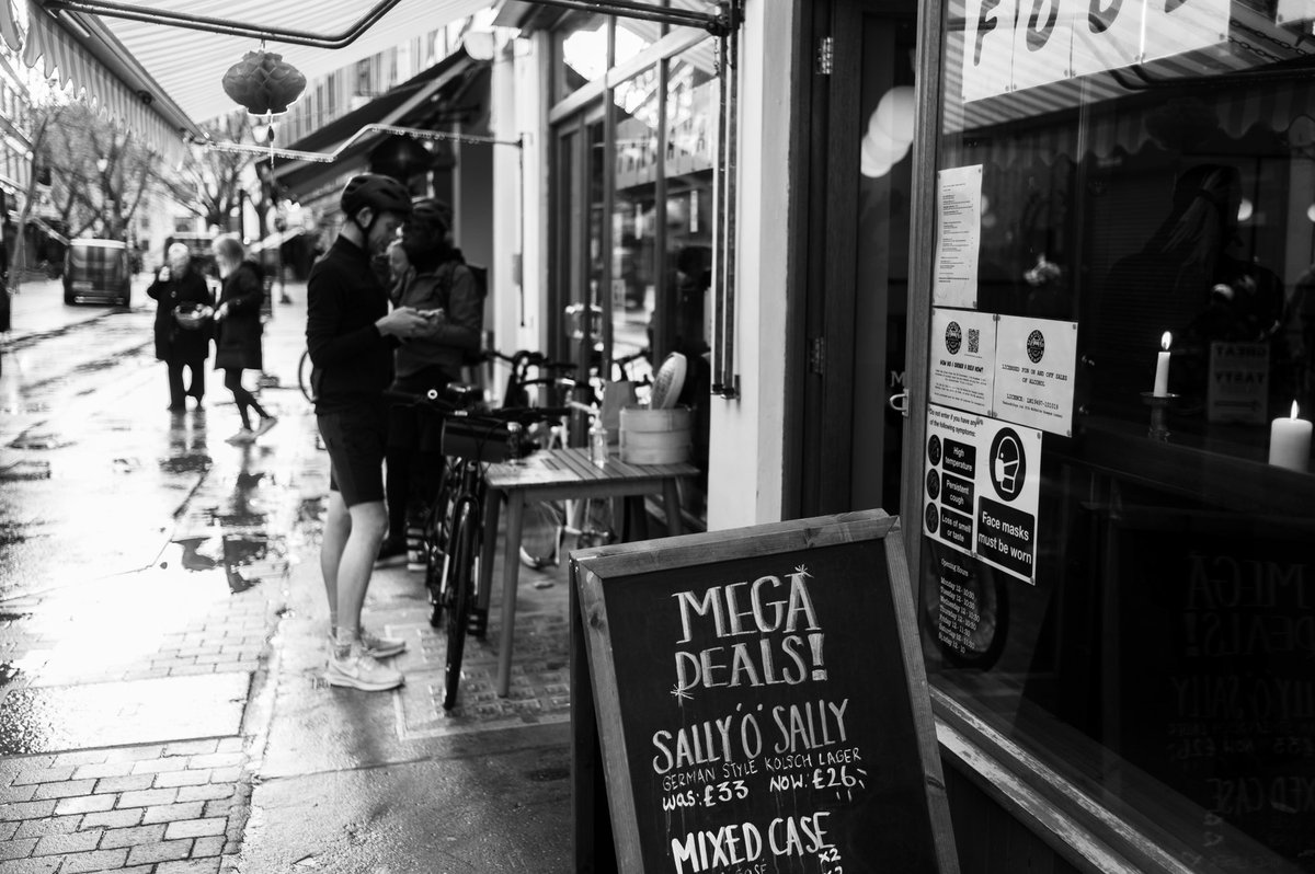 Clerkenwell in the lockdown rain. Unlike earlier this year, plenty of London’s shops and cafes have remained open during the second shutdown - with punters huddling outside. All of the area’s best restaurants are sadly still closed for another week.  http://instagram.com/sebastianepayne&nbsp;