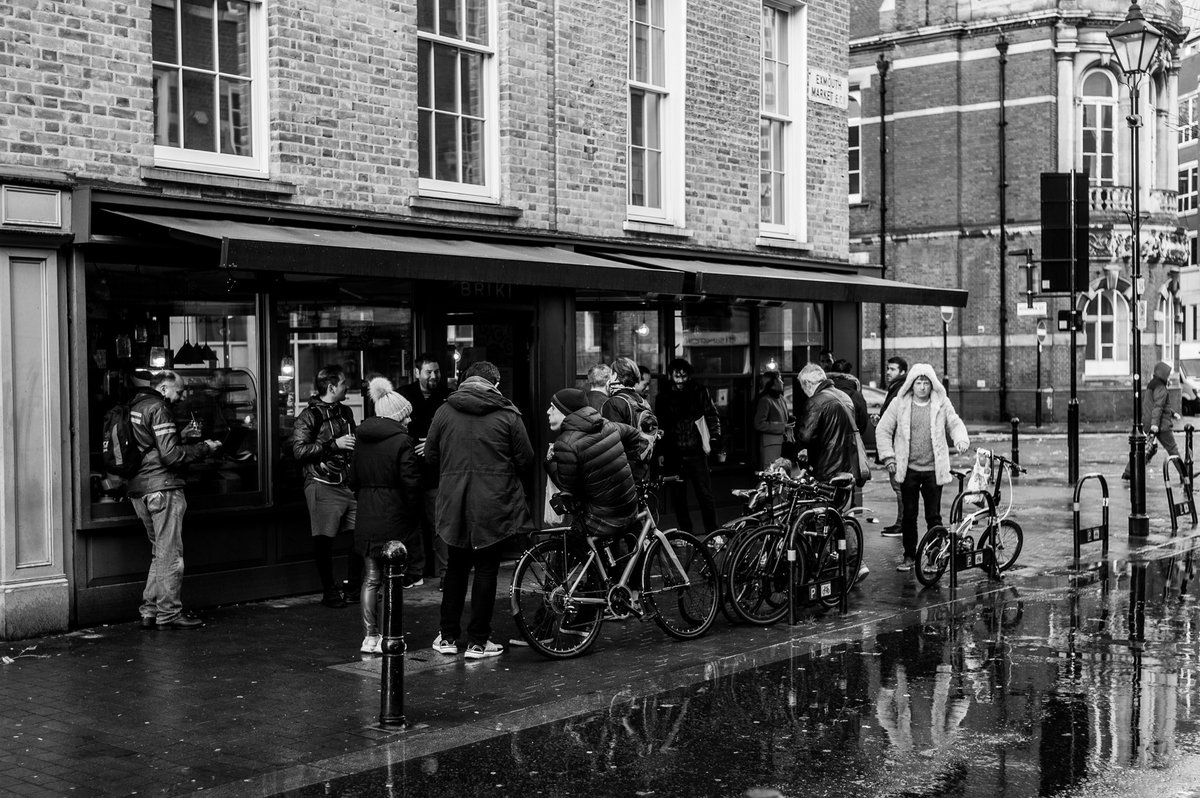 Clerkenwell in the lockdown rain. Unlike earlier this year, plenty of London’s shops and cafes have remained open during the second shutdown - with punters huddling outside. All of the area’s best restaurants are sadly still closed for another week.  http://instagram.com/sebastianepayne&nbsp;