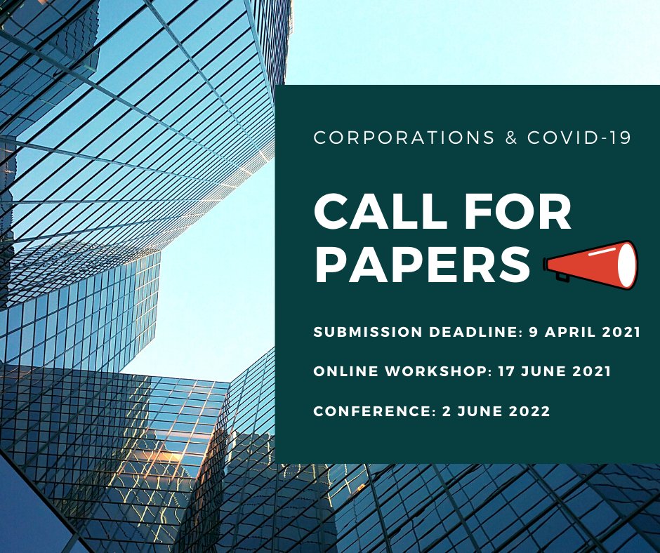 ECGI (@ecgiorg) on Twitter photo 📢The ‘Corporations and Covid-19’ online workshop, organised by <a href="/ecgiorg/">ECGI</a> with @OxfordSB @RevOfFinStudies & <a href="/RevOfCorpFin/">Review of Corporate Finance Studies</a> is seeking papers on #Corporations and #Covid-19. Supported by <a href="/NorgesBank/">Norges Bank</a> Investment Management.
📌Submission deadline : 9 April 2021 ecgi.global/news/call-pape… 📢The ‘Corporations and Covid-19’ online workshop, organised by <a href="/ecgiorg/">ECGI</a> with @OxfordSB @RevOfFinStudies & <a href="/RevOfCorpFin/">Review of Corporate Finance Studies</a> is seeking papers on #Corporations and #Covid-19. Supported by <a href="/NorgesBank/">Norges Bank</a> Investment Management.
📌Submission deadline : 9 April 2021 ecgi.global/news/call-pape…