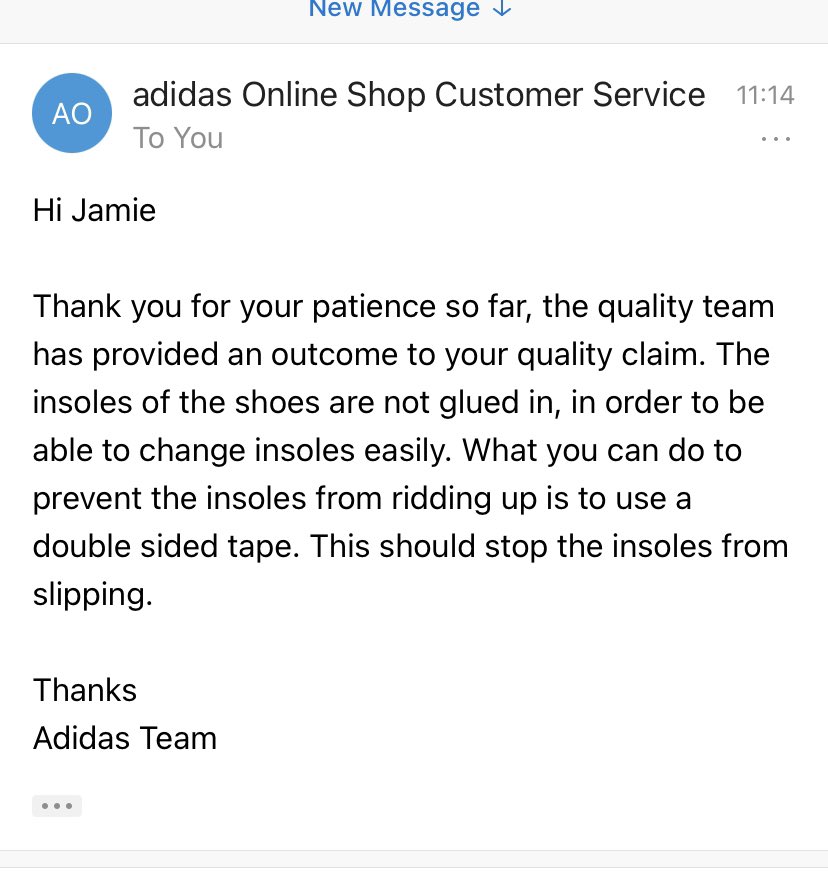guruscou26's tweet photo. I brought @adidasUK #Ultraboost RRP £159 - one shoe insole kept riding up causing discomfort after 2 weeks.. Response ‘use dbl sided tape’🙈😷 https://t.co/fE0J83ZgPq