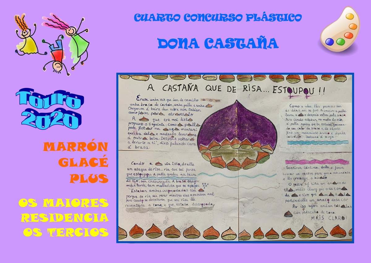 TouroTurismo's tweet photo. Despedímonos de Dona Castaña cunha creación dos maiores da residencia Os Tercios de #Touro. A castaña violeta é o seu MANIFESTO polo día internacional contra a violencia de xénero #nonAviolenciaDeXénero https://t.co/cJddRJw6DL
