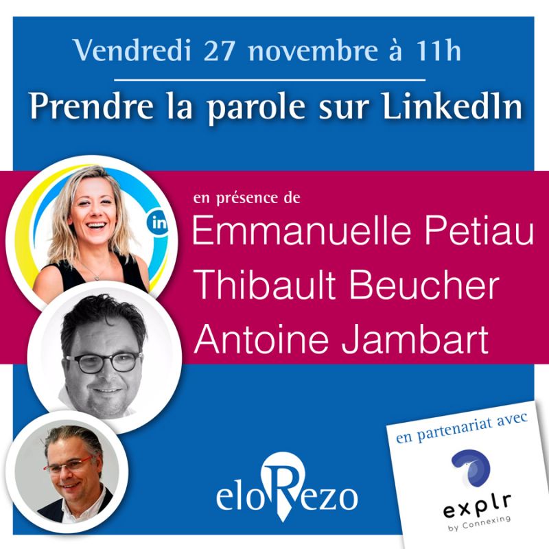 Petiauemmanuell's tweet photo. 📢A ne pas rater aujourd'hui ! ⚠️11 heures⚠️Comment prendre la parole sur Linkedin ? 🤟inscrivez -vous ici 👉https://t.co/b6SERYQlZ1

Avec @tbeucher  @thibaultbeucher 
@Petiauemmanuell  
@Antoine_Jambart 
@Matthieuvalin

#webinaire #socialselling #SocialSeller https://t.co/TMVEbKKlYb