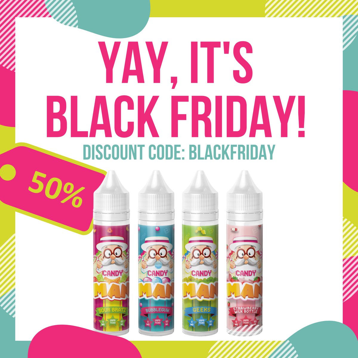 BLACK FRIDAY 💚💛🧡🖤❤️💙💜

Get 50% Off With Discount Code: BLACKFRIDAY 

maneliquid.com

#maneliquid #whostheman #candyman #eliquid #blackfriday #sale #offers #vapejuice #gift #christmas #candy #sweets #vapecommunity #vapelife #vapeporn #vapeshop #vapefam