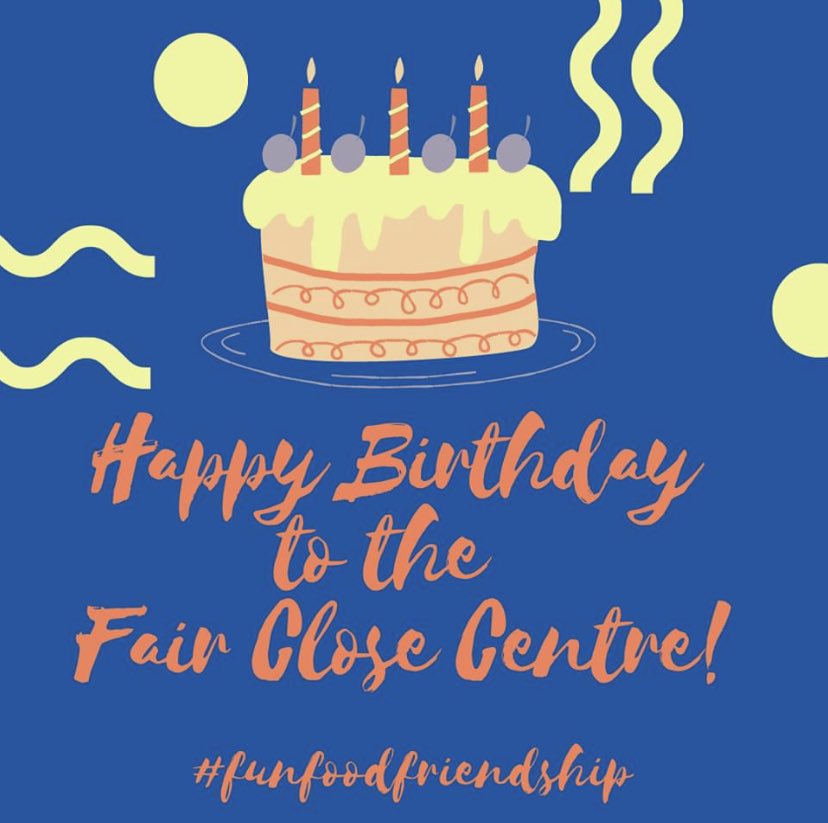 Fairclosecentre's tweet photo. Happy 53rd Birthday to the Fair Close Centre!🎉🎂 To celebrate, we're delivering 190 free meals to our lovely members today with a piece of birthday cake too - that's right, it's a FREE lunch! Thank you to all our amazing staff and volunteers💙#funfoodfriendship #fairclose https://t.co/VVUfg0eE10