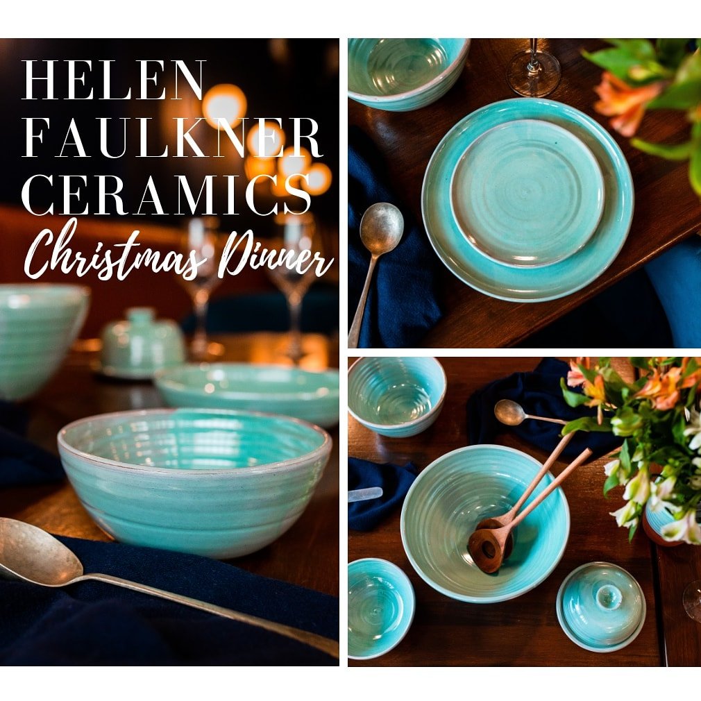 Who has started to plan the Christmas dinner? A 4 piece set will get you on your way, (dinner plate/side plate/mug/soup bowl) £75 per setting. 
#christmastable#buybelfast #pottery #ceramics #tableware #turquoisepottery #craftni #designireland #madelocal #tableware #giftforcouple