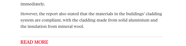 And the thing is, the cladding materials are compliant. A survey on the block confirmed this. It’s what is underneath the cladding that is the problem….