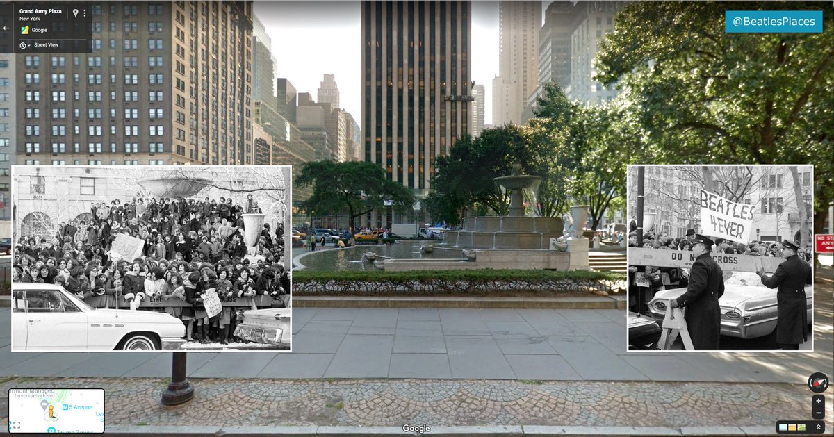 BeatlesPlaces's tweet photo. The Plaza Hotel in New York was besieged by #Beatles fans during their stay in February 1964.

Lots of British acts before them had tried to make it in America and failed, so nobody was prepared for the scenes that greeted them, least of all the Beatles themselves. https://t.co/AtfnhzXqCi