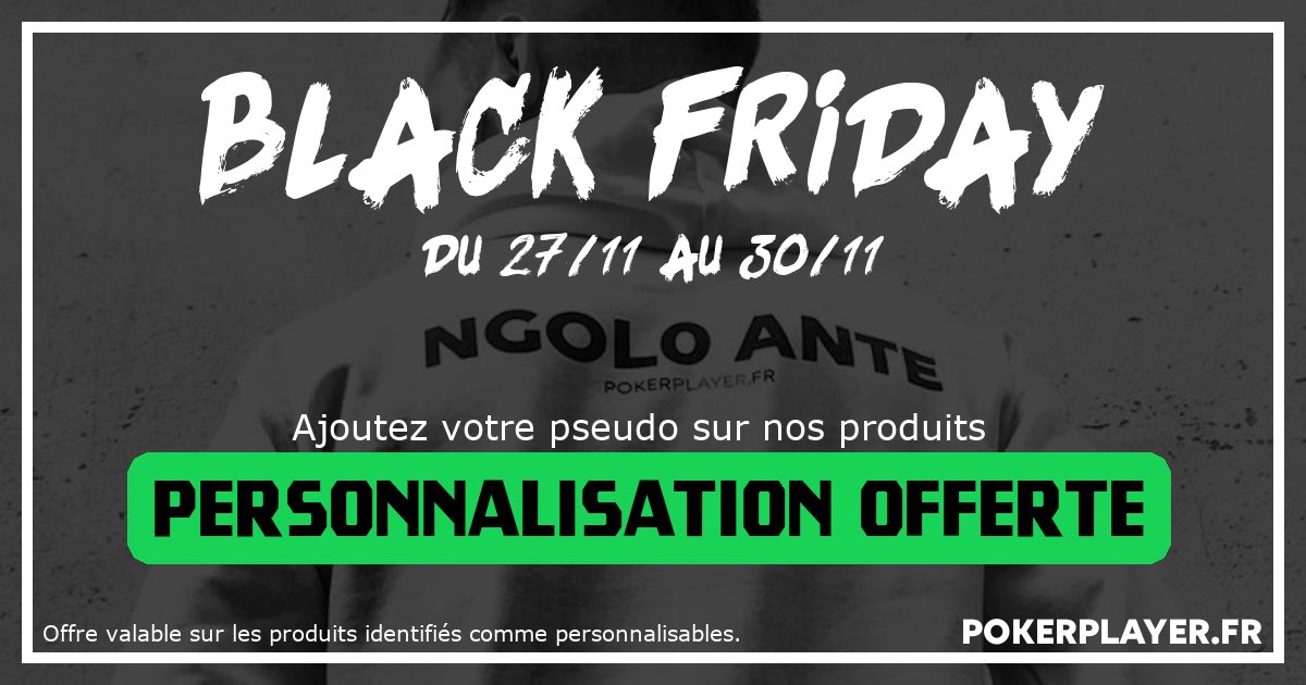🚨 C’est parti pour un grand week-end de Black Friday sur PokerPlayer.fr ! 🔥

Ça fait 1 ans, 3 ans, 10 ans que vous utilisez votre pseudo online ? Portez le fièrement lors de vos prochaines sessions, c’est sur-mesure et gratuit jusqu’à lundi soir 🤩💪

<a href="/bpokp/">Team BPOKP</a> <a href="/Fowan_/">Fowan</a>👌