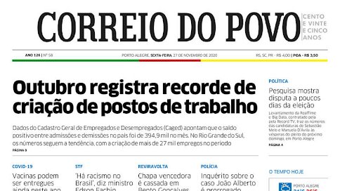 Blog Sete Candeeiros Cajá: As manchetes do jornal Correio do Povo https://t.co/jFskF2u3uG https://t.co/MOguuDLGmy