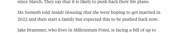 And they also show the human impact of the cladding crisis. A young couple with plans of marriage and kids. Have now had to put those plans fully on hold.