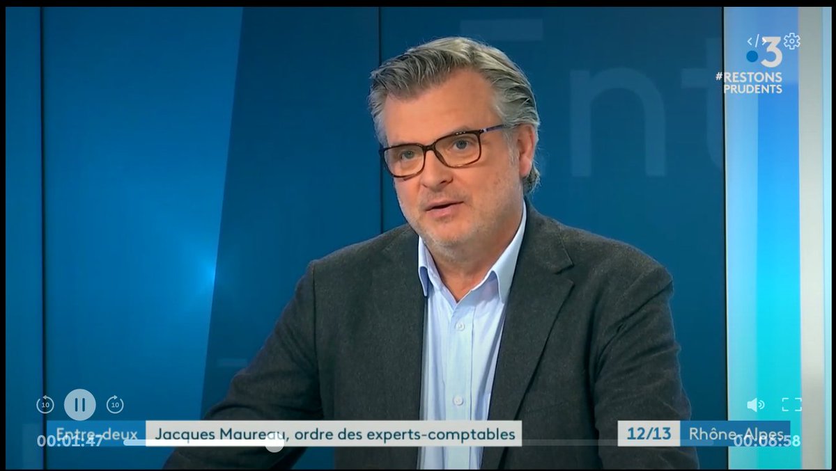 Jacques Maureau, ancien Président du @CROECRhoneAlpes  était l'invité de l'émission Entre 2 sur @France3tv : "En cette période compliquée pour les entreprises, notre rôle a changé la vision de la relation entre l'expert-comptable et son client" 👉 bit.ly/2V9Hkky