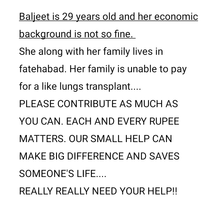 VrindaBajaj4's tweet photo. This is Baljeet...my friend's maid...she is just 29 years and suffering from "Lungs Cancer".
PLEASE DONATE.. IT'S URGENT!!
ACCOUNT NO. 50100040834072
IFSC CODE: HDFC0000604
BANK: HDFC
BRANCH: Fatehabad, Haryana
Google Pay: 7015172550
#donateforcancer #CancerSurvivor https://t.co/dw5wyGjtRD