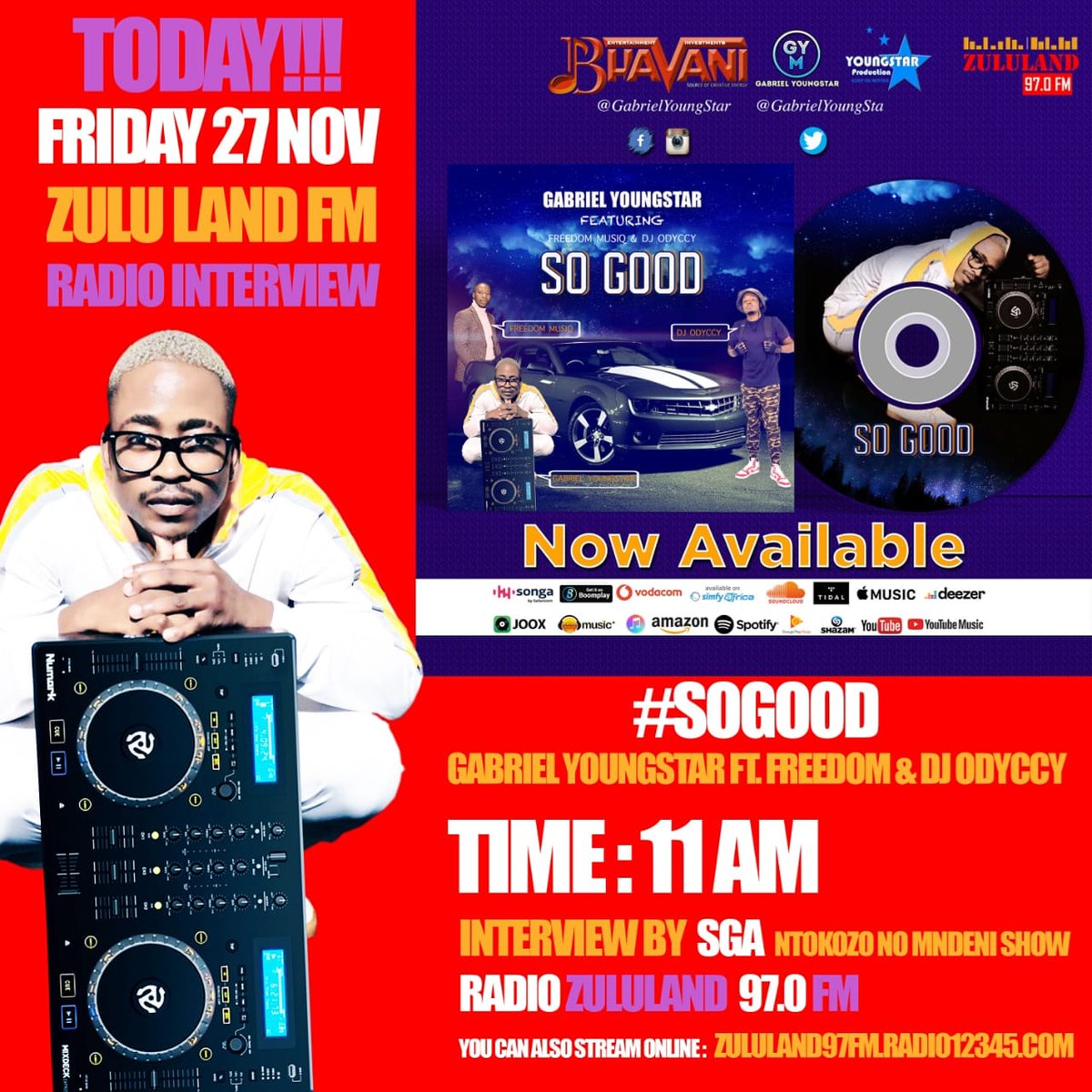 sameeragates's tweet image. Thank You @Zululand_FM for @GabrielYoungStar Interview on #SoGood Song

#5xplatinum
#5xPlatinumsellingartist
@GabrielYoungsta