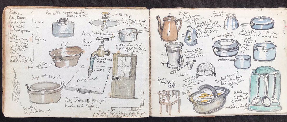 And when it got too wet to pitch his tent, he recorded the rooms and household objects at the guest houses he stayed in!