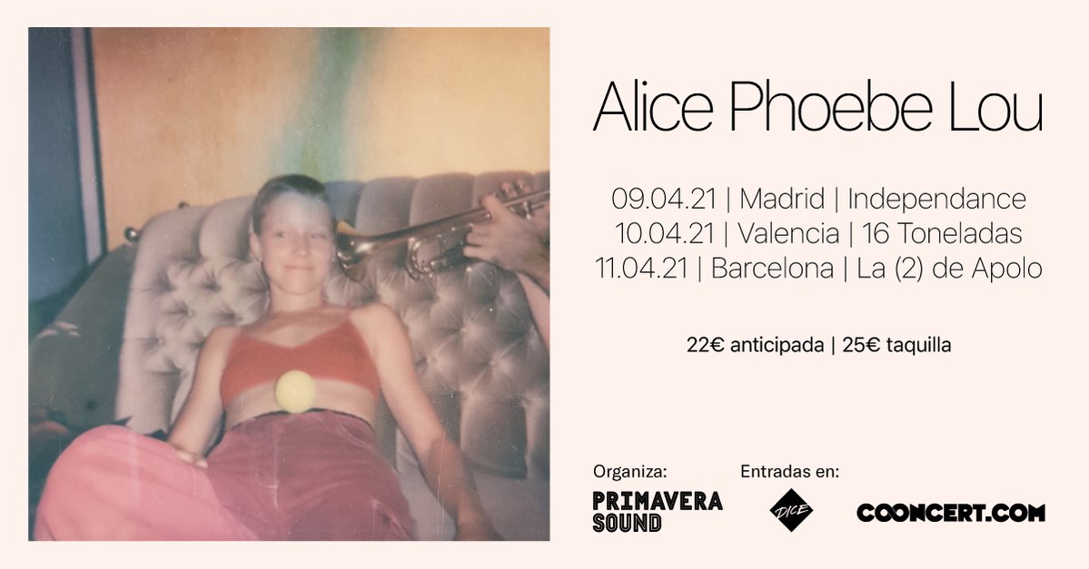 Cooncert's tweet image. Notición 💣 @alicephoebelou nos visitará de nuevo en abril para presentar su próximo álbum "Glow" 📀 Alice empezó tocando en la calle y dos discos después ha terminado conquistando grandes escenarios por todo el mundo 🎸 Entradas a la venta en bit.ly/AlicePhoebeLou… 🎟