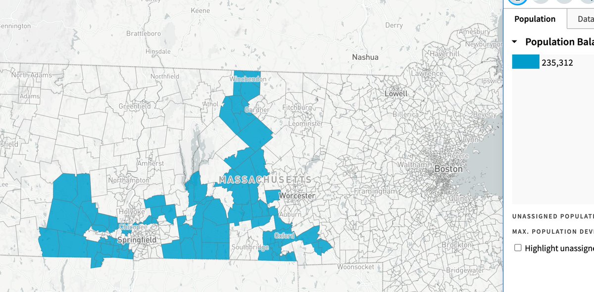 We pick up a bunch more Trump precincts in central MA, leaving out Palmer-1 (Trump +1.8) because it would force us to pick up Palmer-3 (Biden +11).