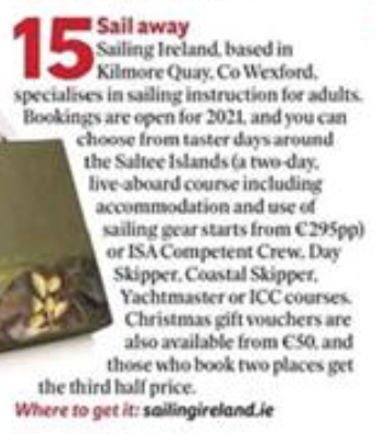 visitwexford's tweet photo. What a great #TravelGiftGuide 2020 by @poloconghaile, so lovely to see @Beanandgoose Tasting Club listed as chocolate heaven ๐ซ & @sailingireland in #KilmoreQuay as a unique #ChristmasGiftIdea for adults. โต๏ธ
Plan ahead at https://t.co/caxUJVo0Pk ๐๐ #ChristmasInIreland https://t.co/zwACqJTfsk