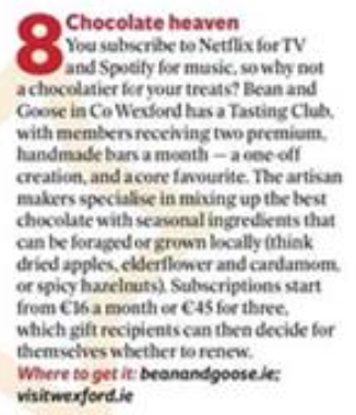 visitwexford's tweet photo. What a great #TravelGiftGuide 2020 by @poloconghaile, so lovely to see @Beanandgoose Tasting Club listed as chocolate heaven ๐ซ & @sailingireland in #KilmoreQuay as a unique #ChristmasGiftIdea for adults. โต๏ธ
Plan ahead at https://t.co/caxUJVo0Pk ๐๐ #ChristmasInIreland https://t.co/zwACqJTfsk