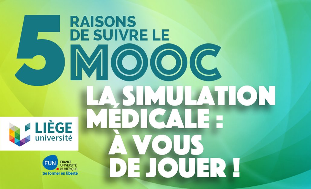 FunMooc's tweet image. Voici la 5ème des #5Raisons pour lesquelles vs devez suivre le cours 
&quot;La simulation médicale : à vous de jouer !&quot; de @UniversiteLiege et de son Centre de #SimulationMédicale : 
 
➡️ Vous aurez la chance de vous former en ligne librement et gratuitement ! fun-mooc.fr/news/5-raisons…