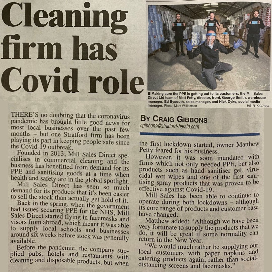 MillSalesDirect's tweet image. It was nice to have the Stratford Herald come and see us and do a positive article to appear on there business page! @HeraldNewspaper 

We are proud to have been supporting local businesses during this uncertain time.

@Stratforward 

#stratforduponavon #local #article